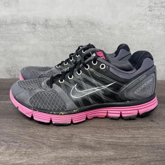 Nike Lunarglide 2 Flywire Shoes Womens 8.5 Black Pink Running Sneakers 407647-06 - Picture 1 of 13